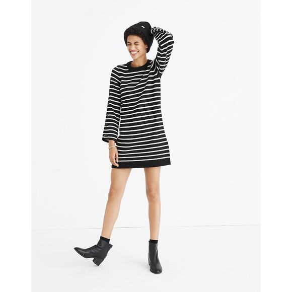 Madewell Dresses & Skirts - Madewell Merino Wool Blend Striped Button Detail Tunic Sweater Size XS